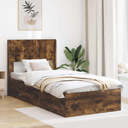 Struttura del letto con stoccaggio e testata Rovere Fumo | homemem39