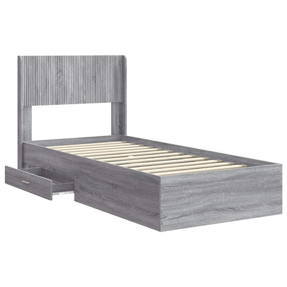 Struttura del letto con stoccaggio e testata Sonoma grigio | homemem39