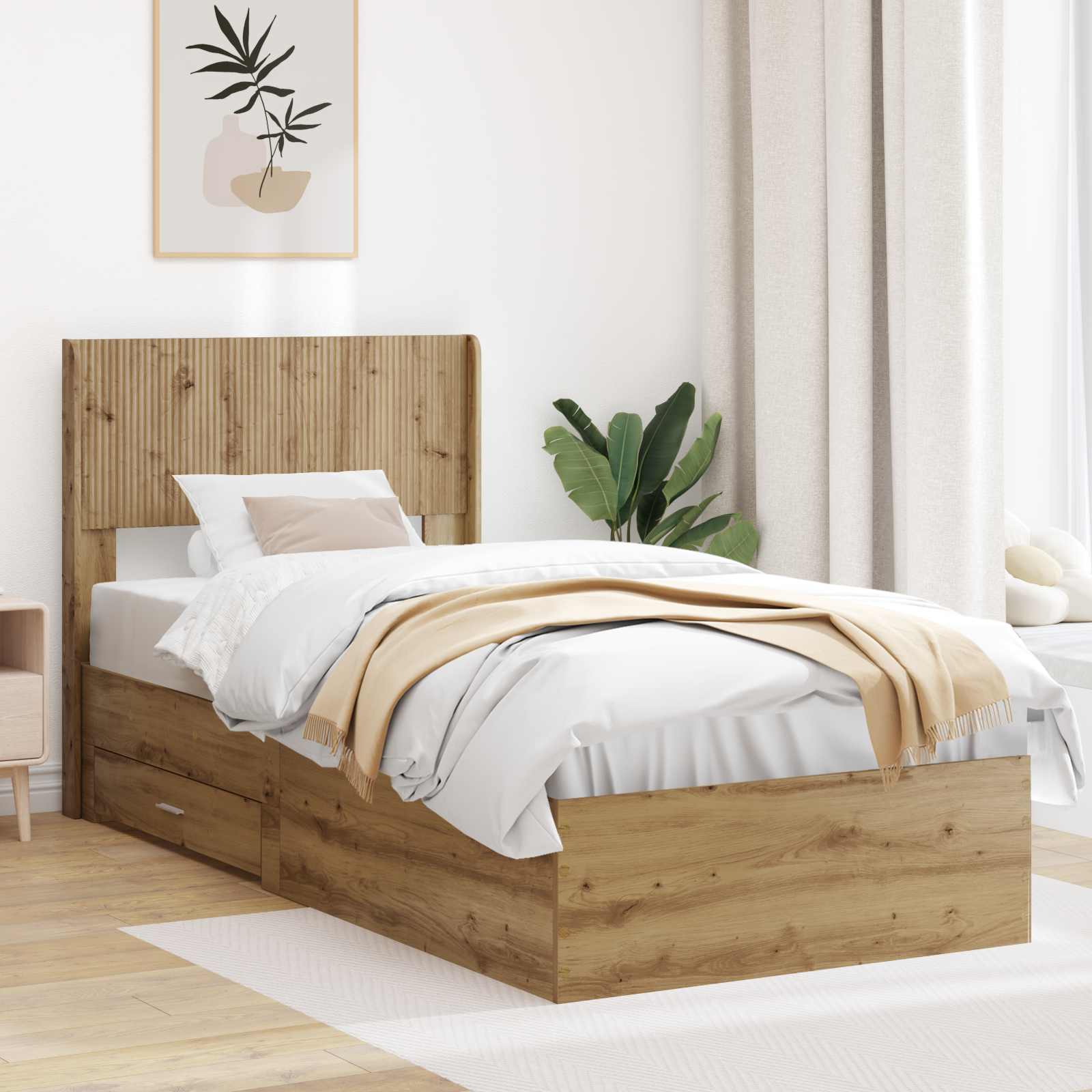 Struttura del letto con stoccaggio e testata Rovere Artigianale | homemem39