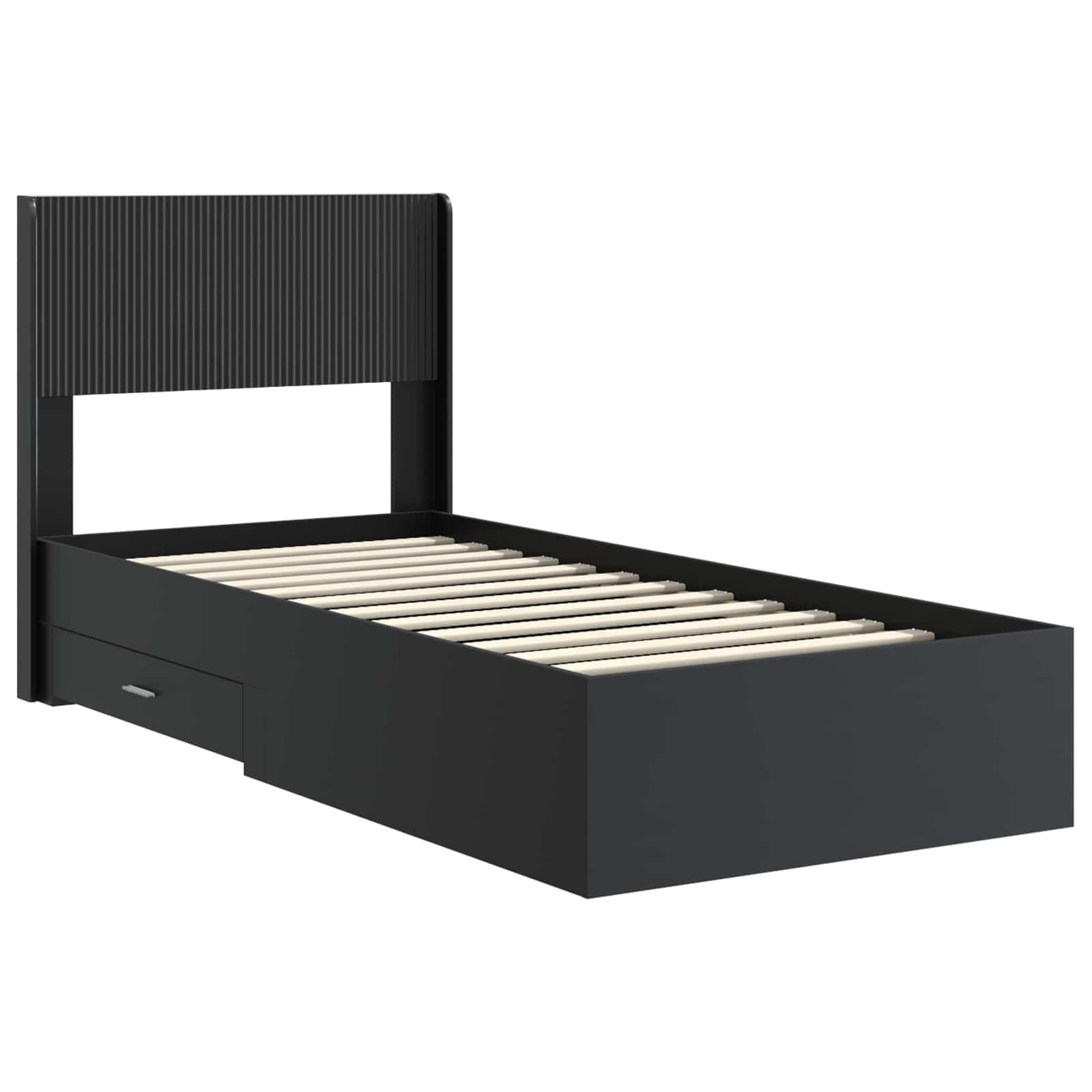 Struttura del letto con stoccaggio e testata Nero 75 x 190 cm | homemem39