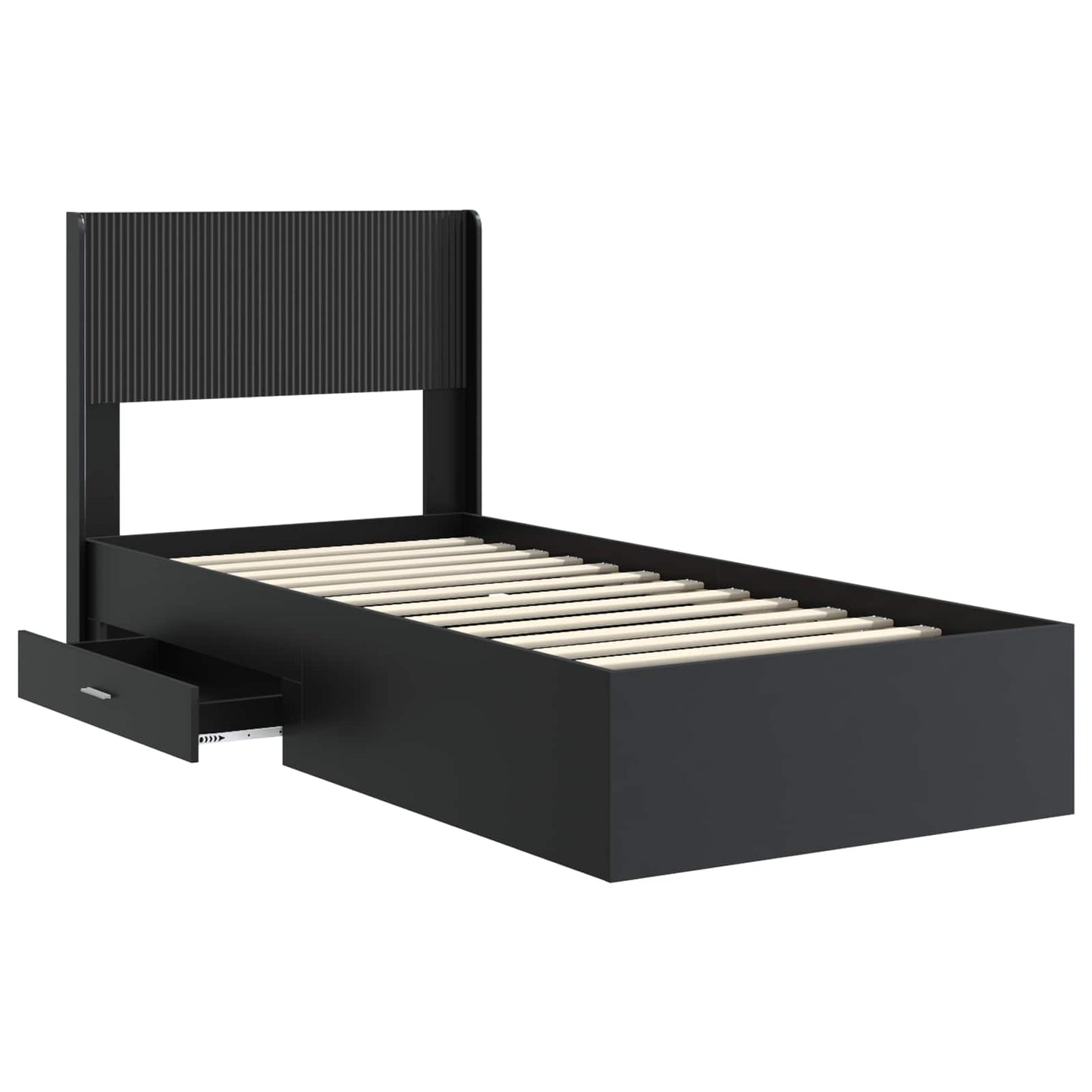 Struttura del letto con stoccaggio e testata Nero 75 x 190 cm | homemem39