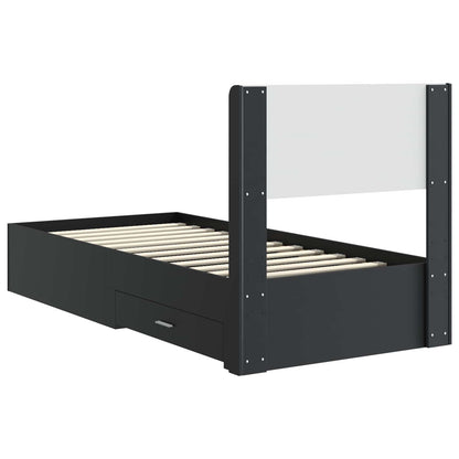 Struttura del letto con stoccaggio e testata Nero 75 x 190 cm | homemem39