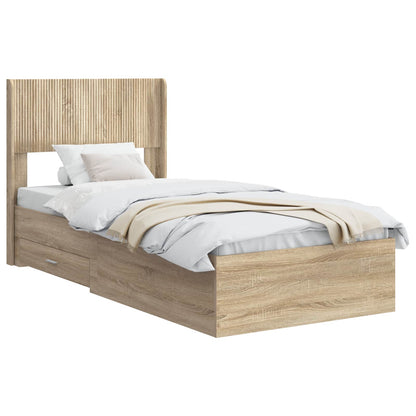 Struttura del letto con stoccaggio e testata Rovere Sonoma | homemem39