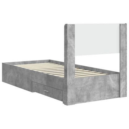 Struttura del letto con stoccaggio e testata Grigio Cemento | homemem39