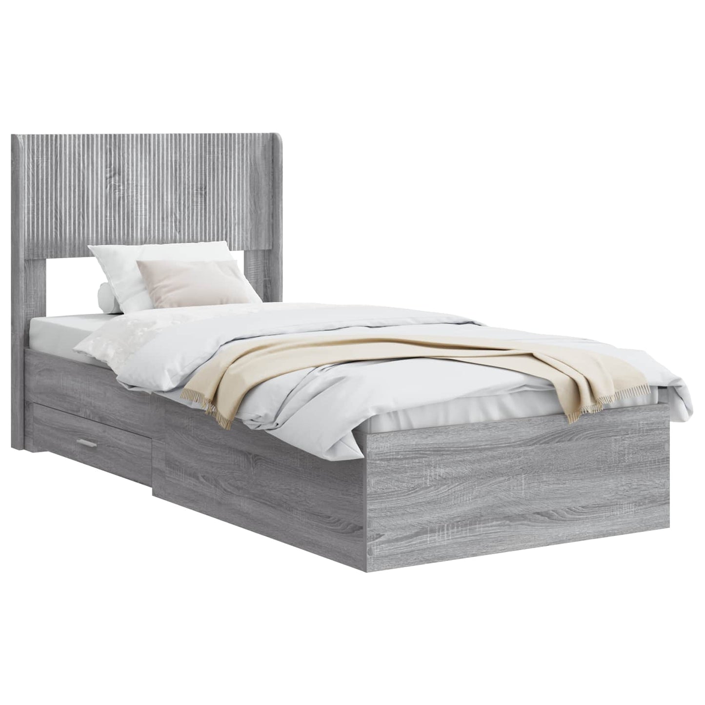 Struttura del letto con stoccaggio e testata Sonoma grigio | homemem39