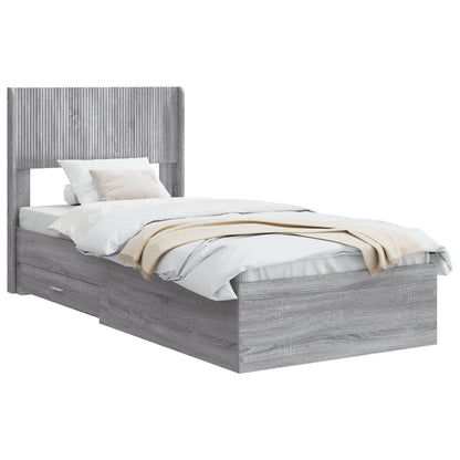 Struttura del letto con stoccaggio e testata Sonoma grigio | homemem39