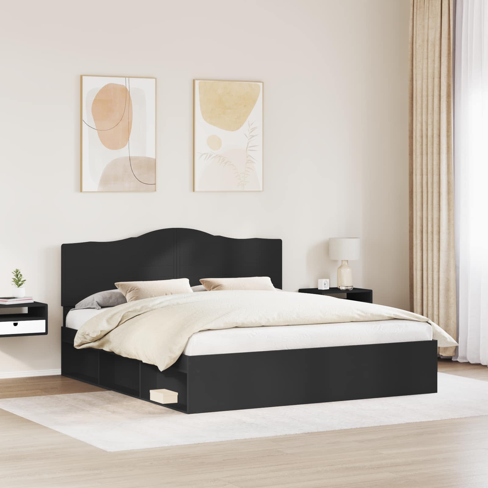 Struttura del letto Nero 200 x 200 cm Pino massello | homemem39