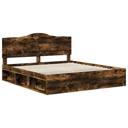 Struttura del letto Rovere fumé 200 x 200 cm Pino massello | homemem39