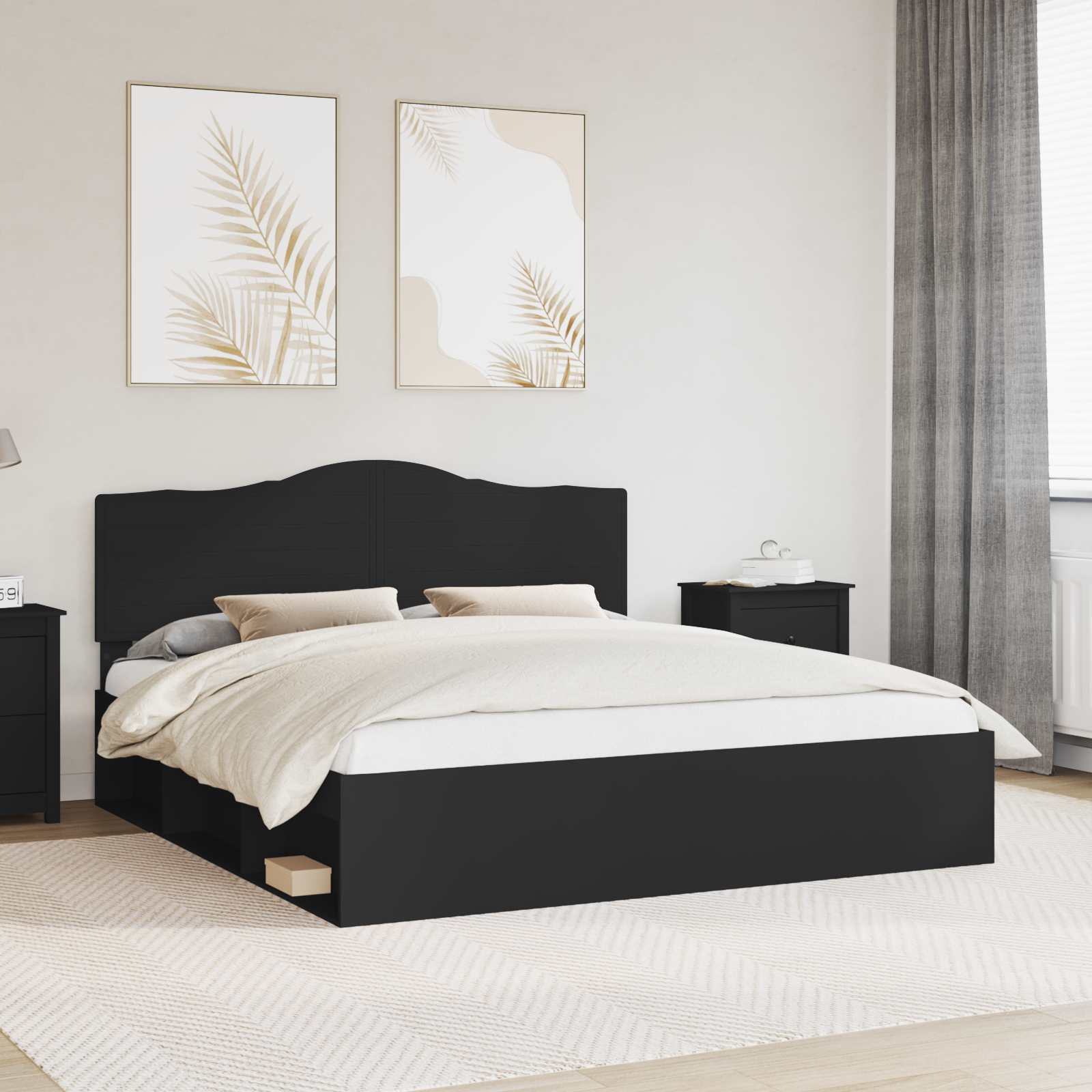 Struttura del letto Nero 180 x 200 cm Pino massello | homemem39