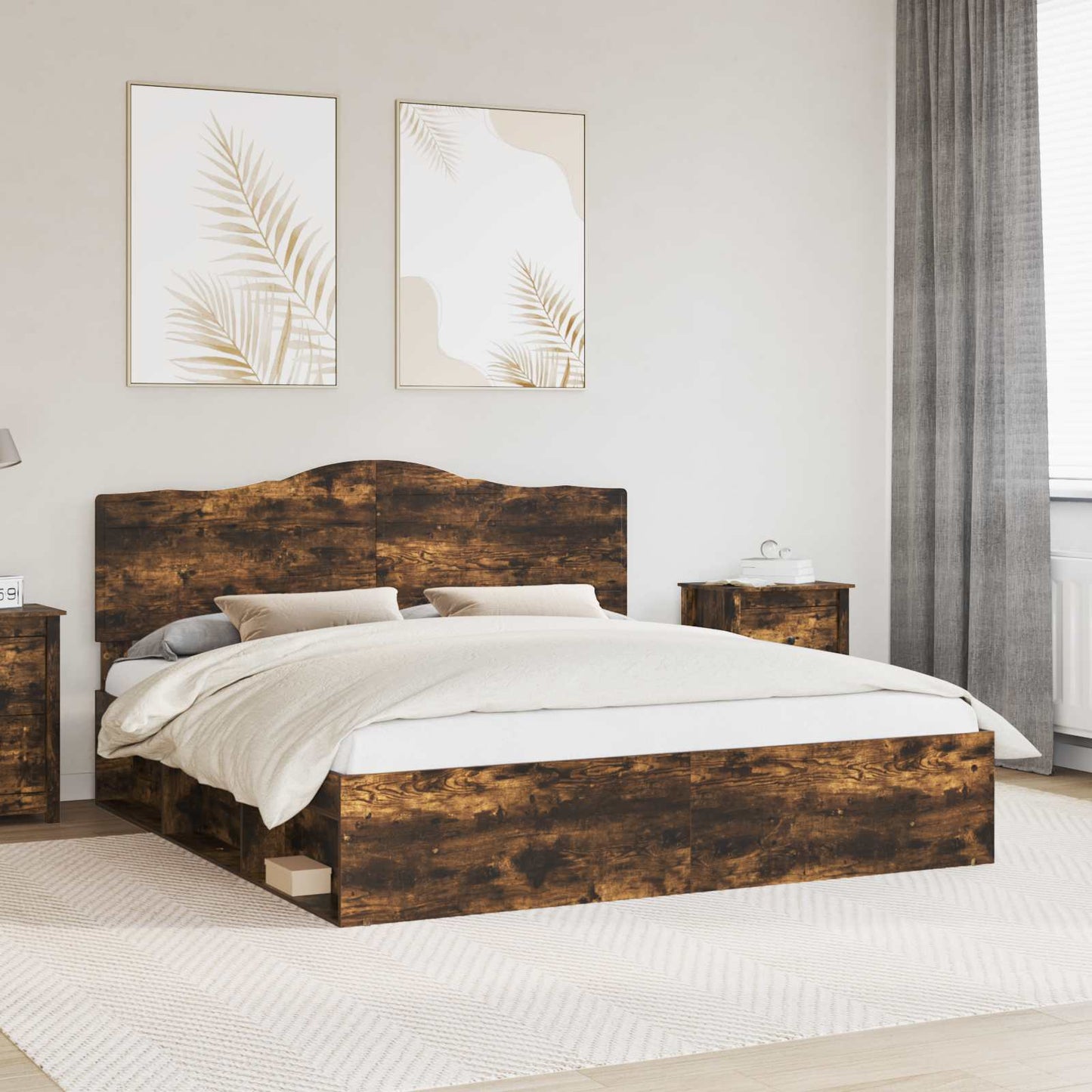 Struttura del letto Rovere fumé 180 x 200 cm Pino massello | homemem39
