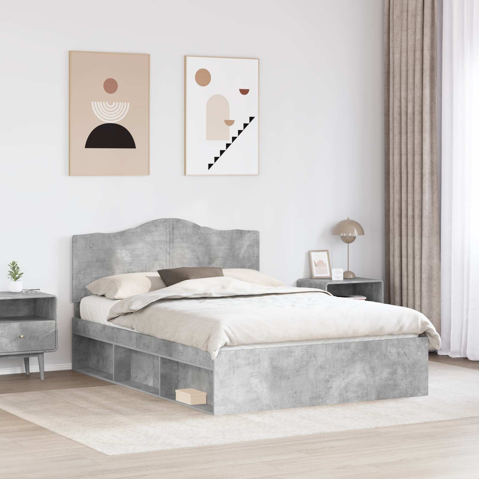 Struttura del letto Grigio Concretè 150 x 200 cm Pino massello | homemem39
