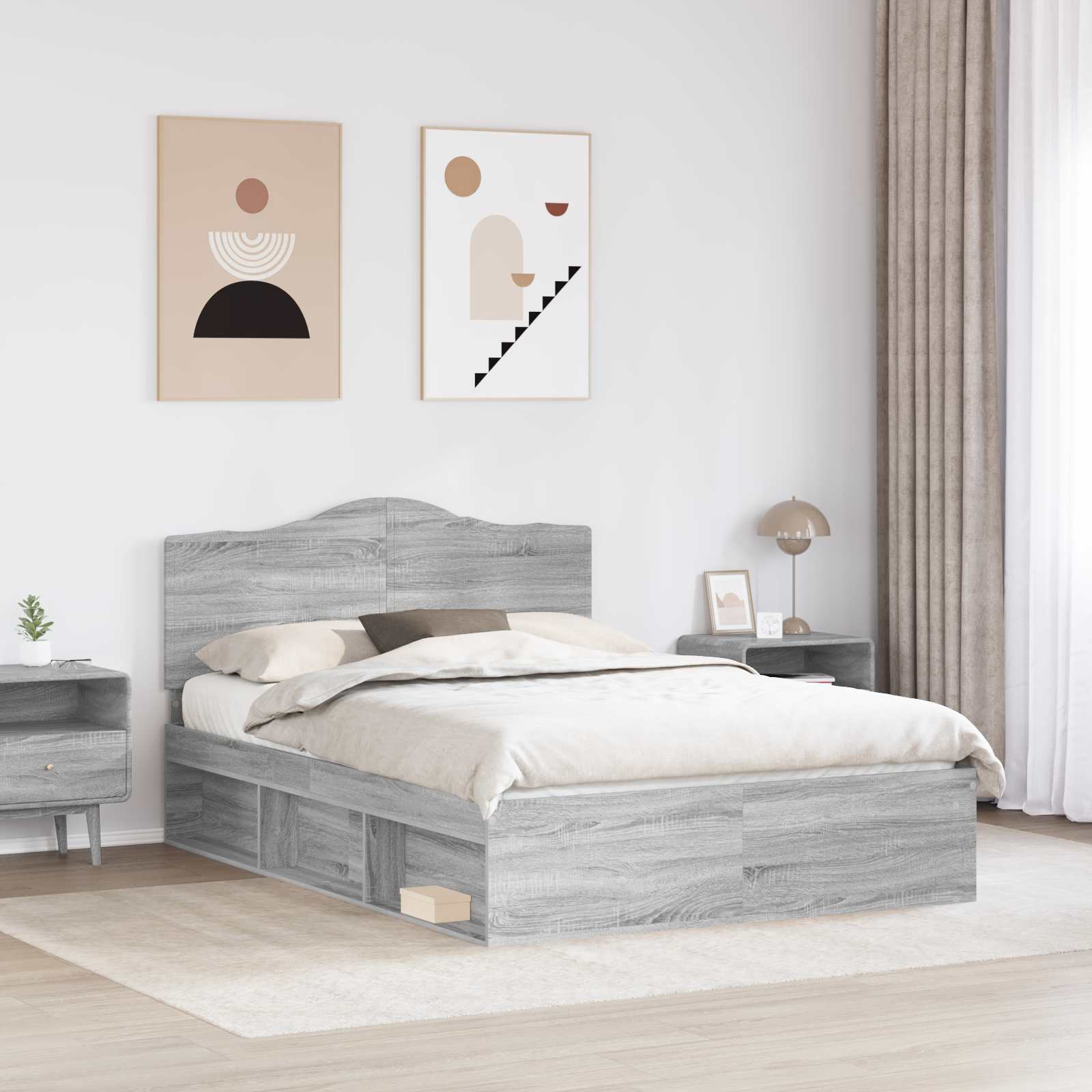 Struttura del letto Grigio Sonoma 150 x 200 cm Pino massello | homemem39