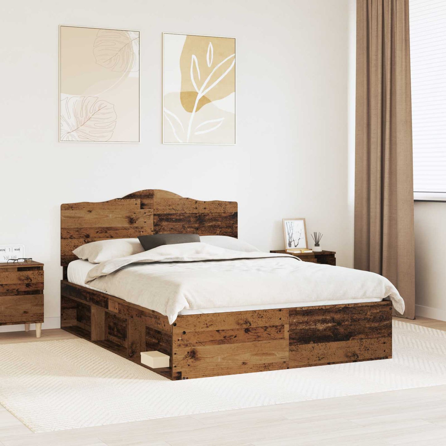 Struttura del letto Legno vecchio 140 x 190 cm Pino massello | homemem39