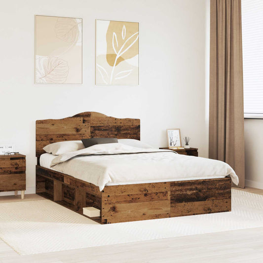 Struttura del letto Legno vecchio 140 x 190 cm Pino massello | homemem39