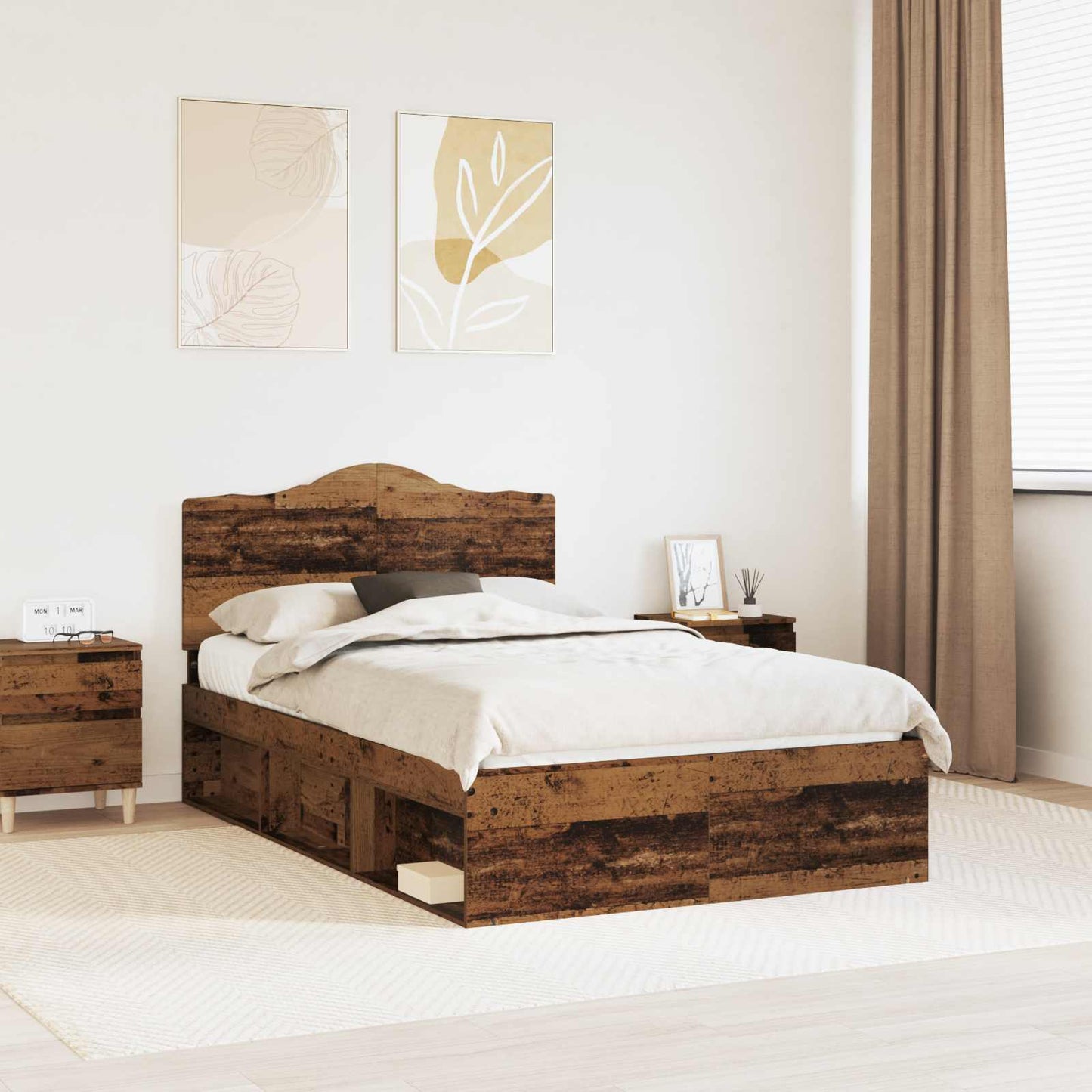 Struttura del letto Legno vecchio 135 x 190 cm Pino massello | homemem39