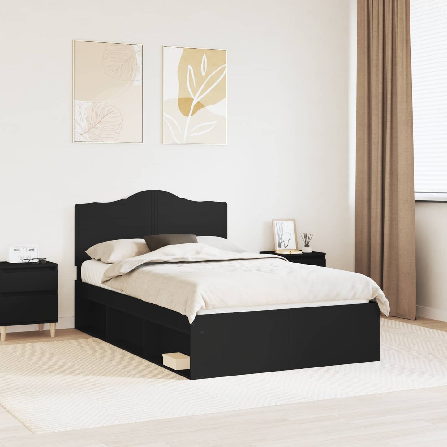 Struttura del letto Nero 120 x 200 cm Pino massello | homemem39