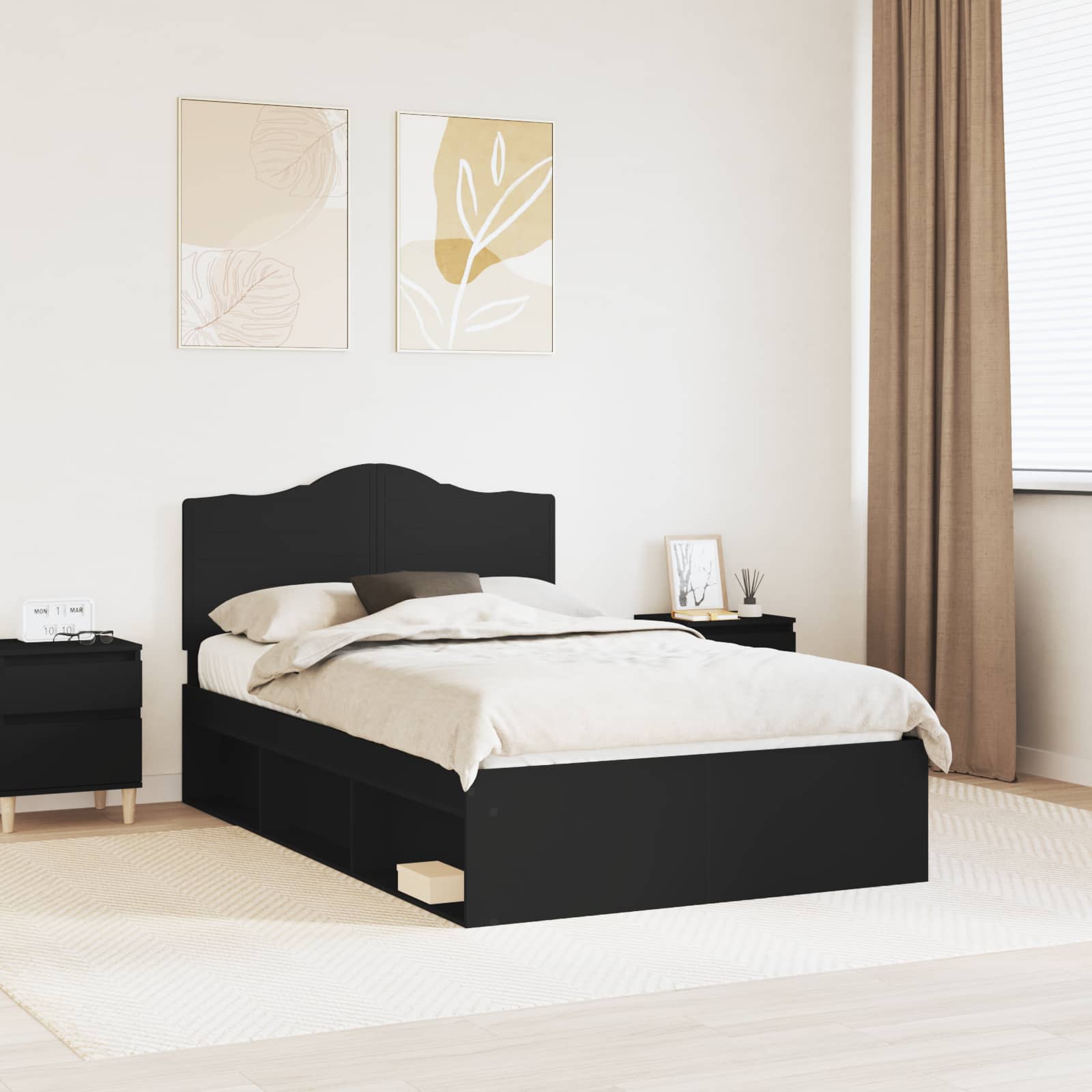 Struttura del letto Nero 120 x 200 cm Pino massello | homemem39