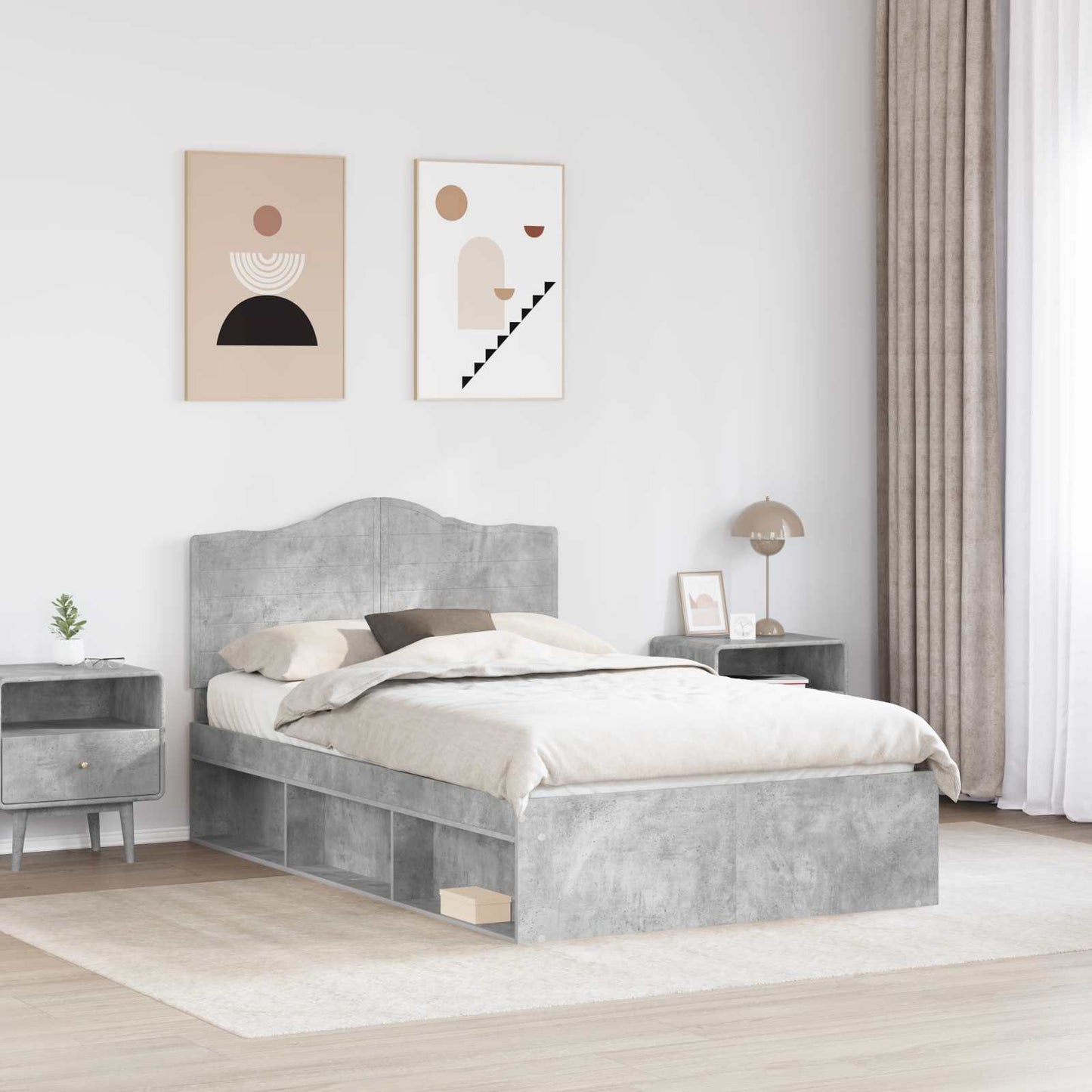 Struttura del letto Calcestruzzo 120 x 190 cm Pino massello | homemem39