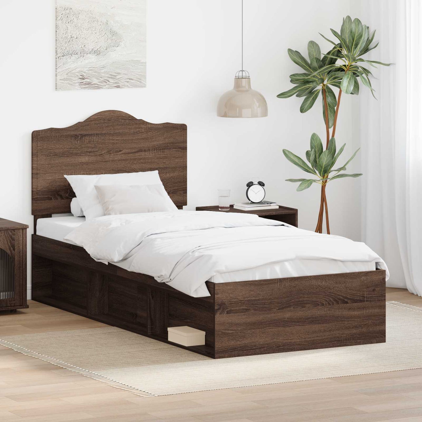 Struttura del letto Rovere Marrone 100 x 200 cm Pino massello | homemem39