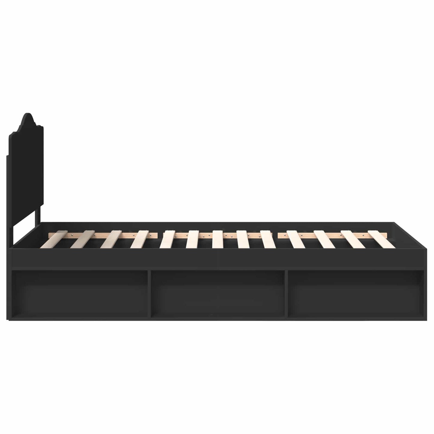 Struttura del letto con testiera Nero 90 x 200 cm Pino massello | homemem39
