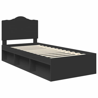 Struttura del letto con testiera Nero 90 x 190 cm Pino massello | homemem39