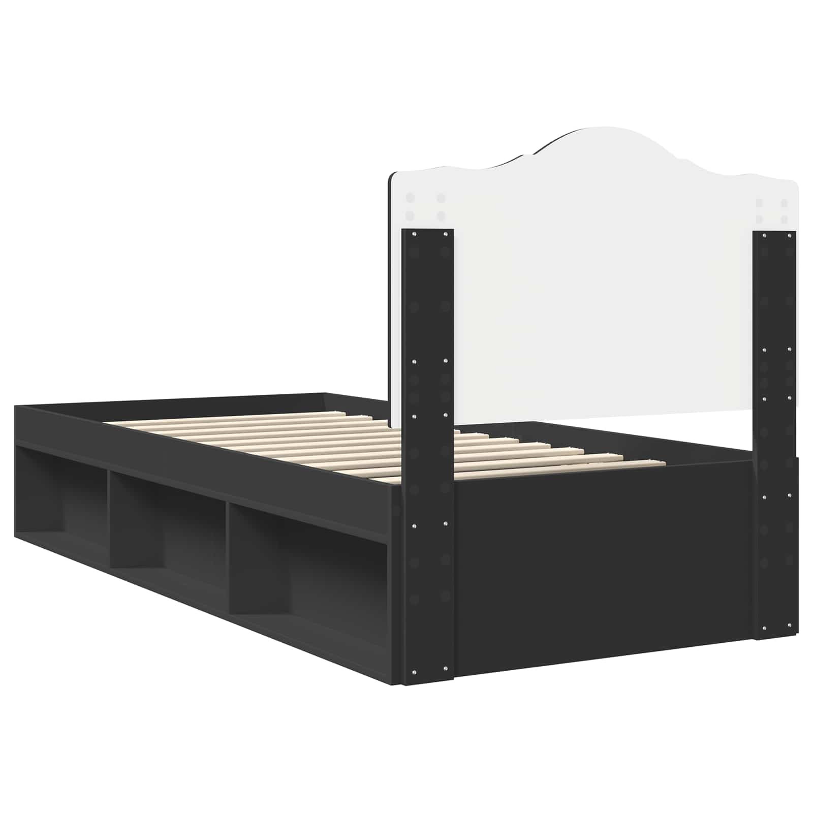 Struttura del letto con testiera Nero 90 x 190 cm Pino massello | homemem39
