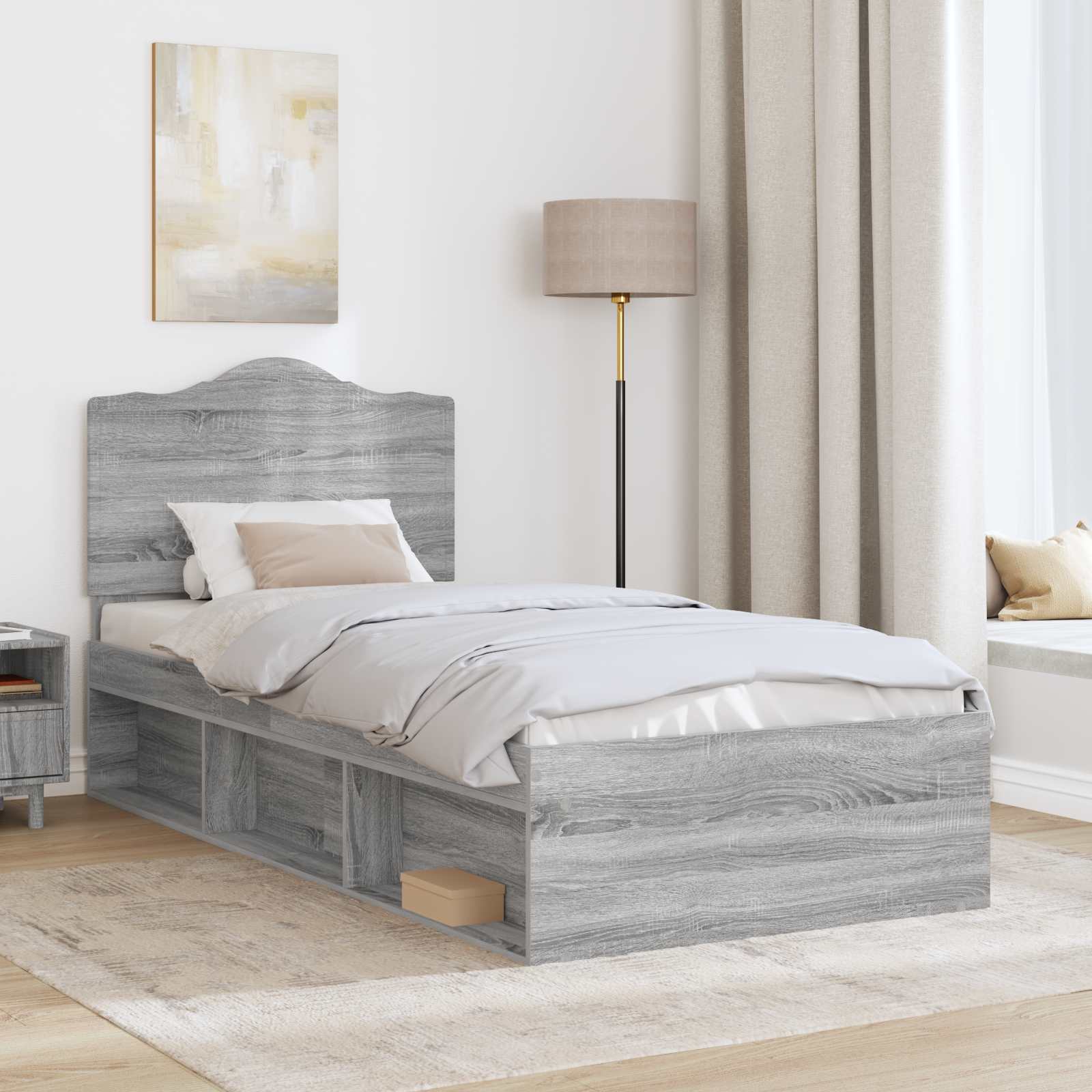 Struttura del letto Grigio Sonoma 90 x 190 cm Pino massello | homemem39
