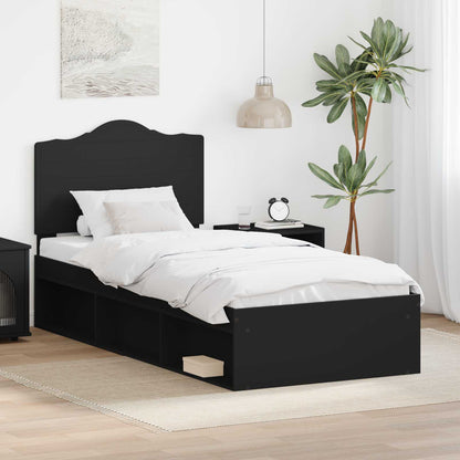 Struttura del letto con testiera Nero 75 x 190 cm Pino massello | homemem39