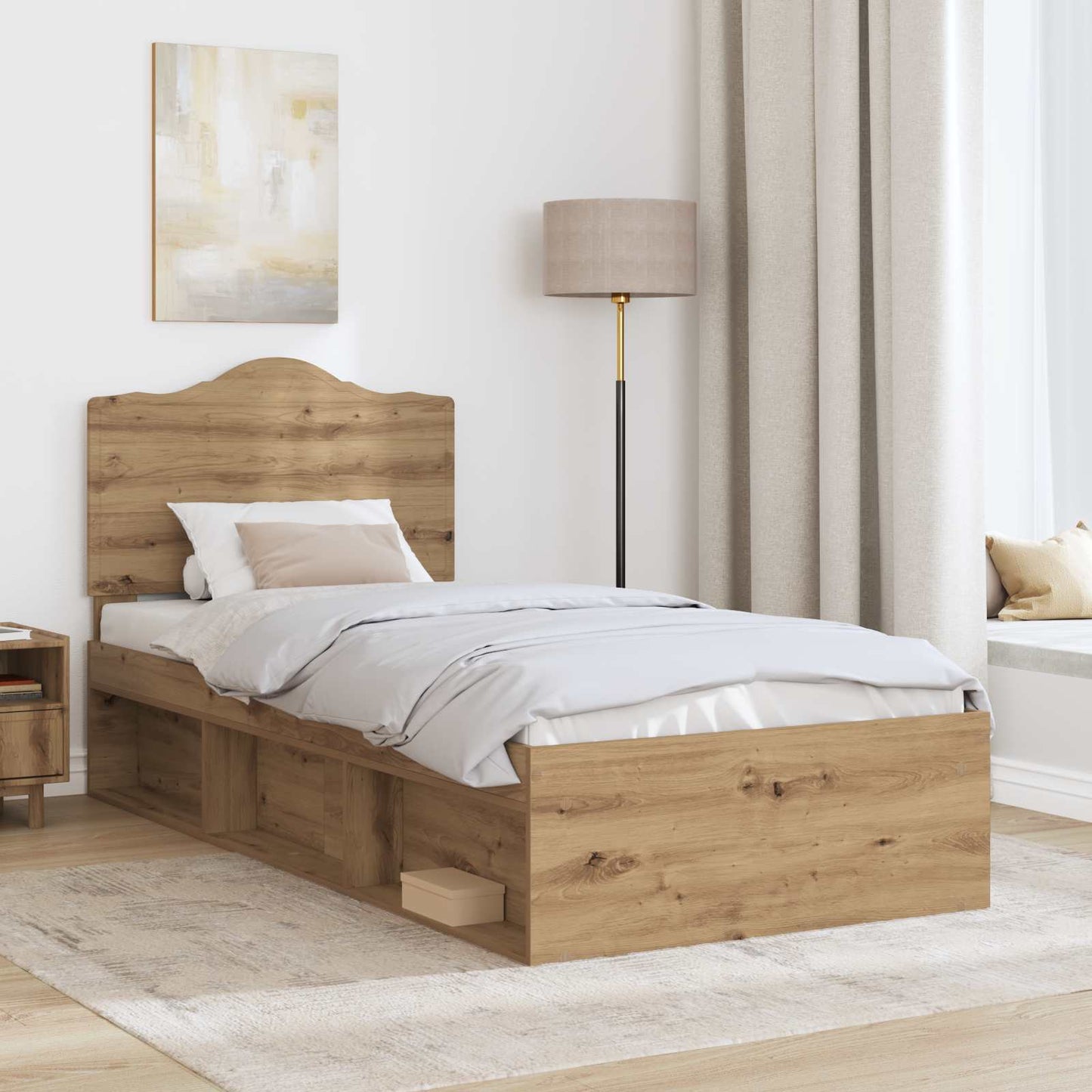 Struttura del letto con testiera Rovere Artigianale 75 x 190 cm | homemem39