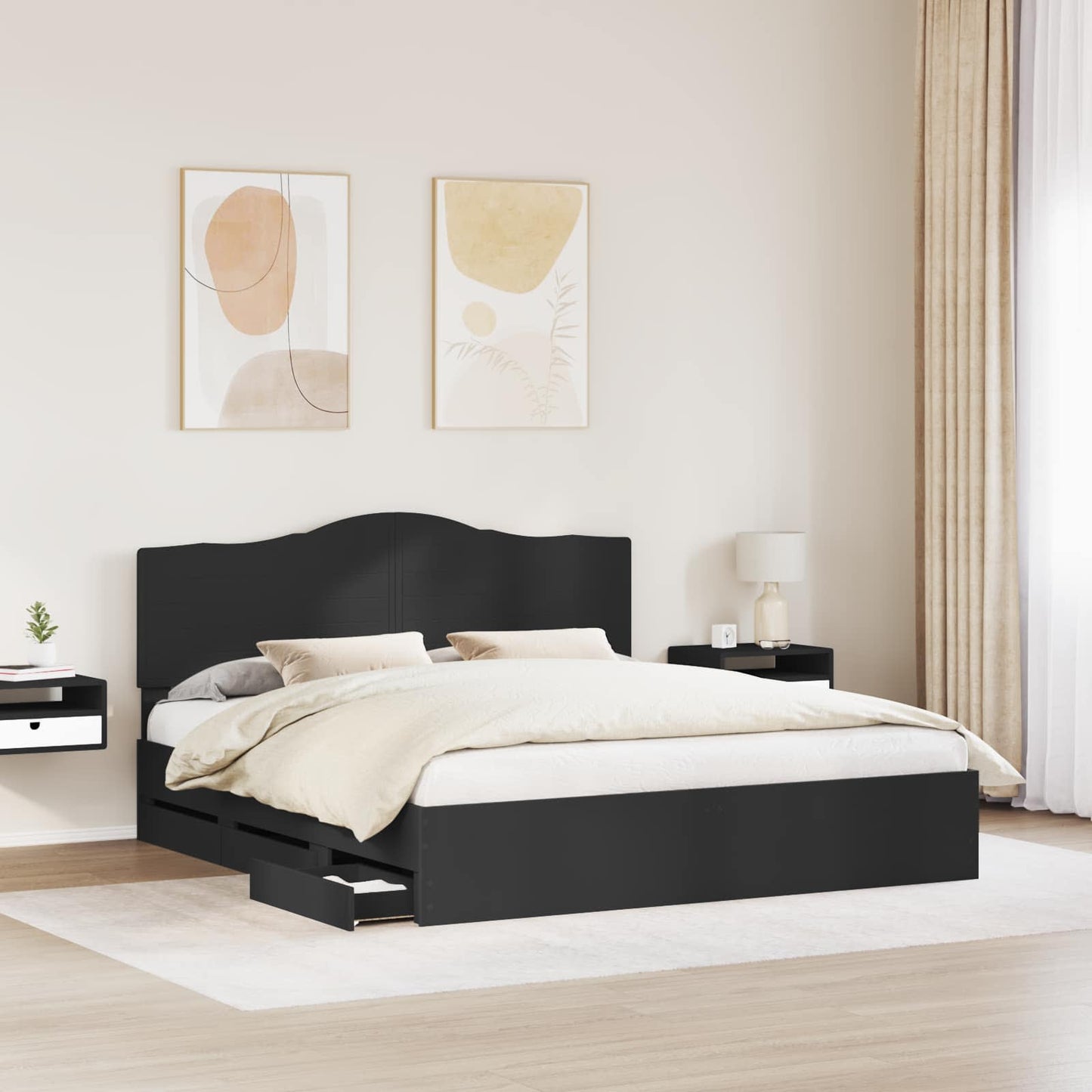 Struttura del letto Nero 200 x 200 cm Legno Ingegnerizzato | homemem39