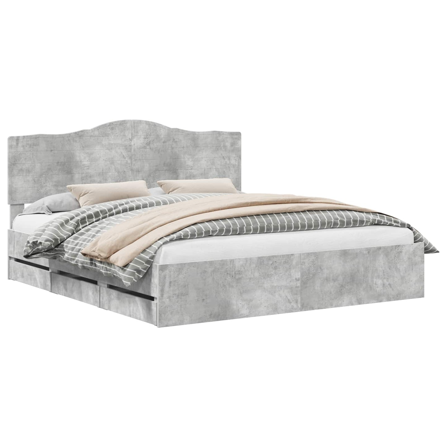 Struttura del letto con cassetto Grigio cemento 200 x 200 cm
