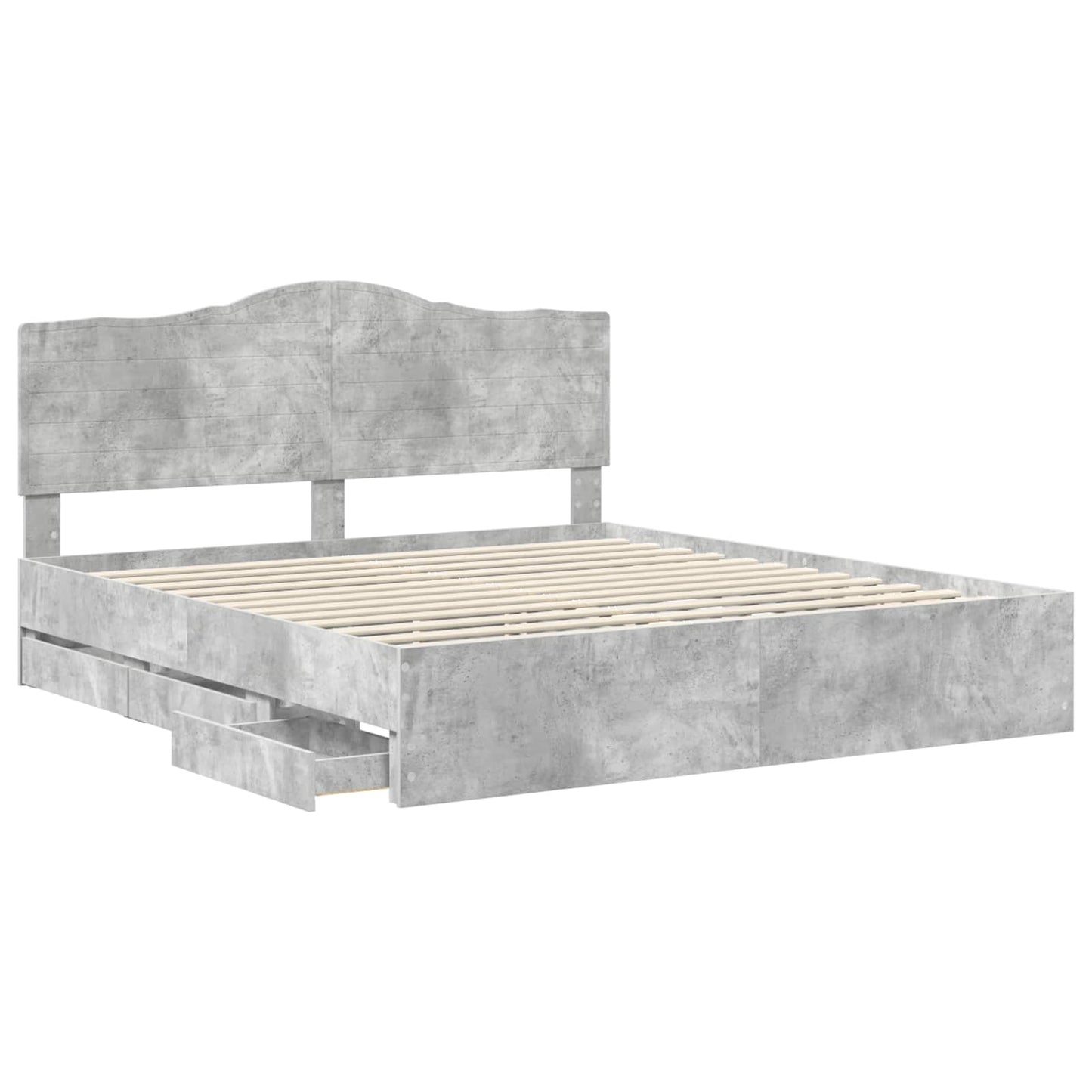 Struttura del letto con cassetto Grigio cemento 200 x 200 cm