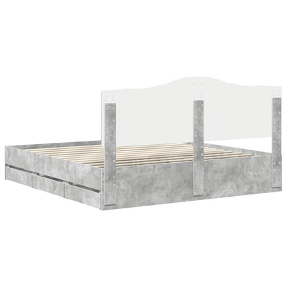 Struttura del letto con cassetto Grigio Cemento 200 x 200 cm | homemem39