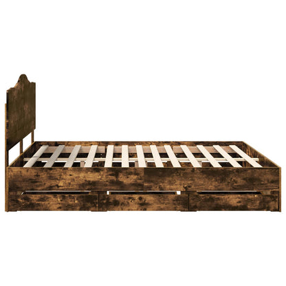 Struttura del letto con cassetto Rovere fumé 200 x 200 cm