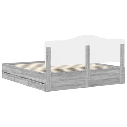 Struttura del letto con cassetto Grigio Sonoma 200 x 200 cm | homemem39