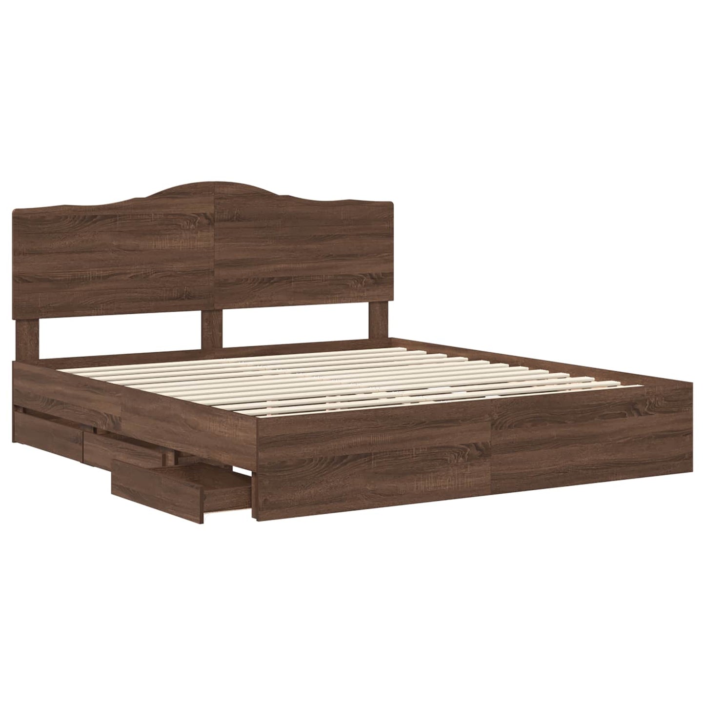 Struttura del letto con cassetto Rovere Marrone 200 x 200 cm
