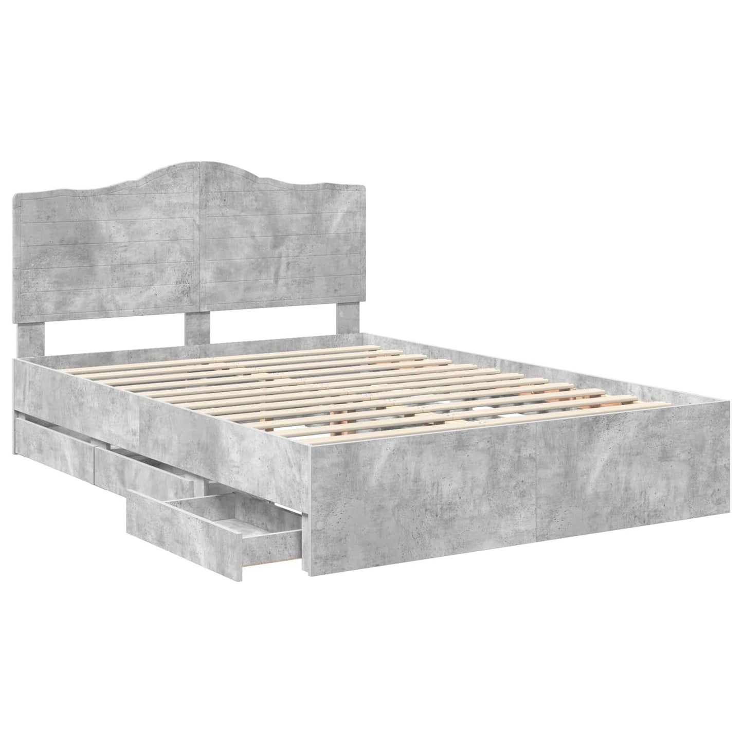 Struttura del letto con cassetto Grigio cemento 140 x 190 cm