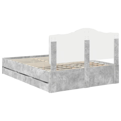 Struttura del letto con cassetto Grigio Cemento 140 x 200 cm | homemem39