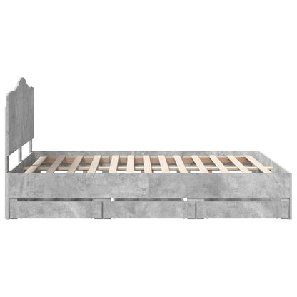 Struttura del letto con cassetto Grigio cemento 140 x 190 cm