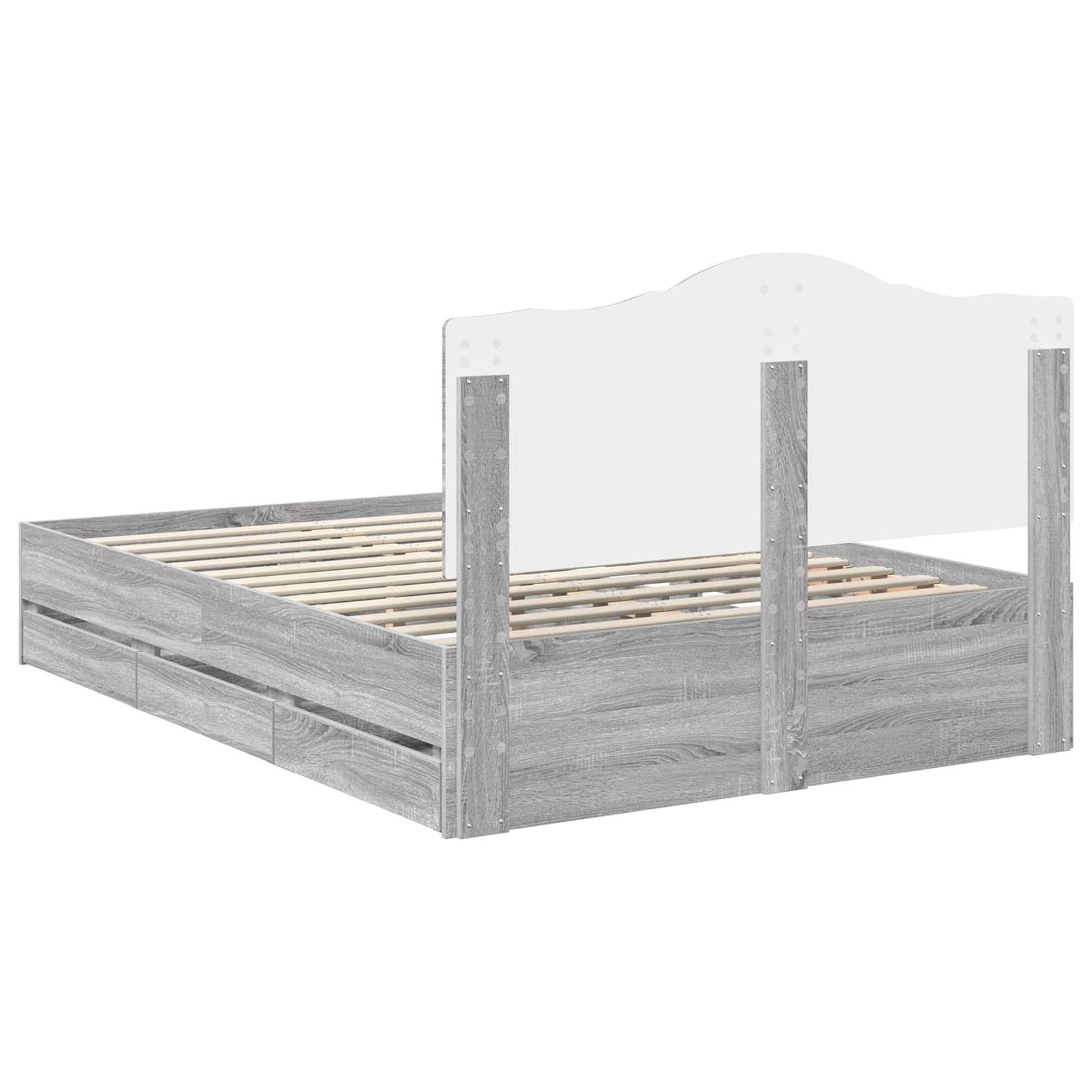 Struttura del letto con cassetto Grigio Sonoma 140 x 200 cm | homemem39