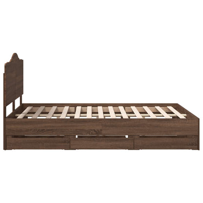 Struttura del letto con cassetto Rovere Marrone 140 x 200 cm