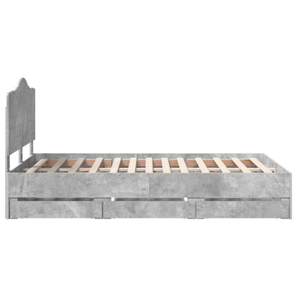 Struttura del letto con cassetto Grigio cemento 135 x 190 cm