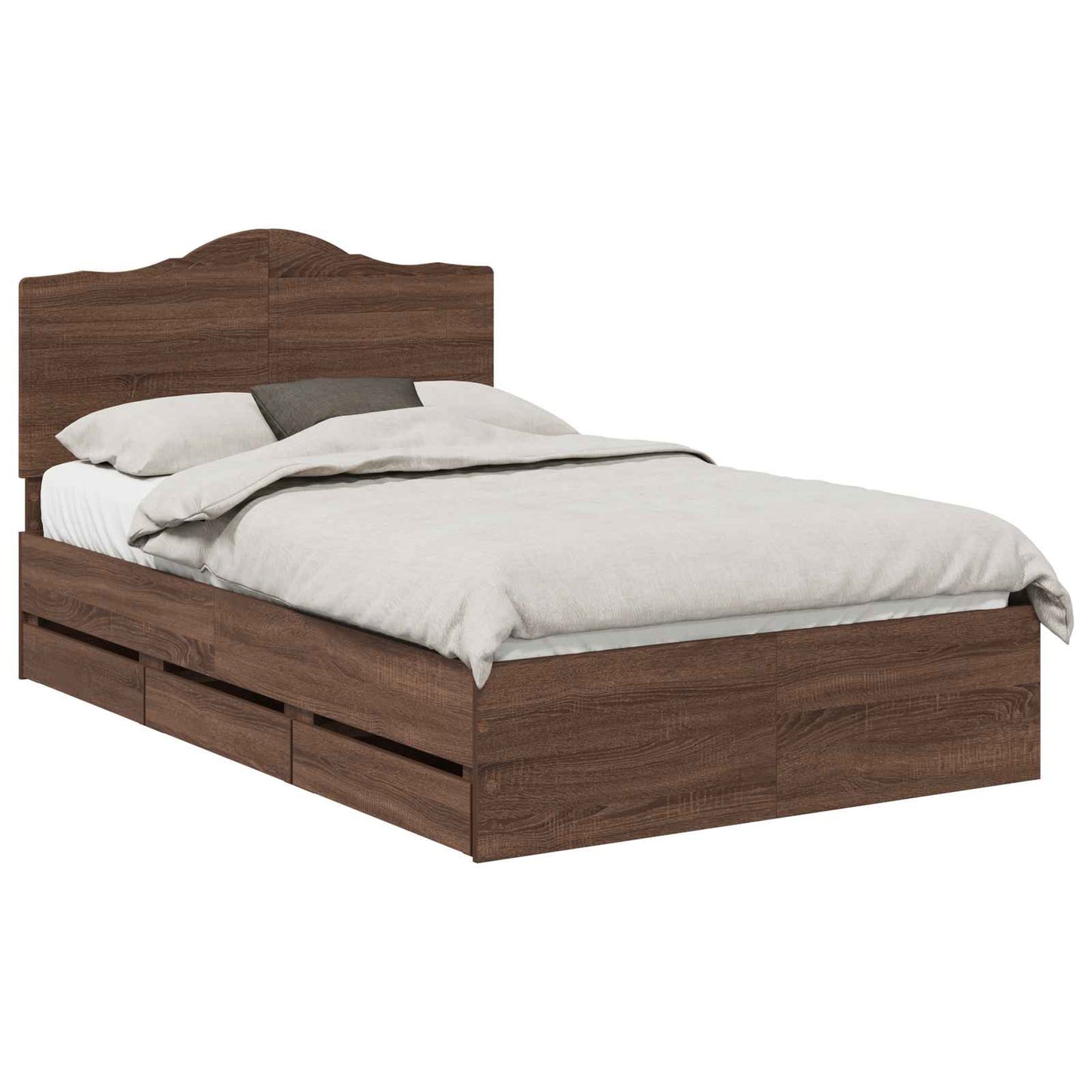 Struttura del letto con cassetto Rovere Marrone 135 x 190 cm