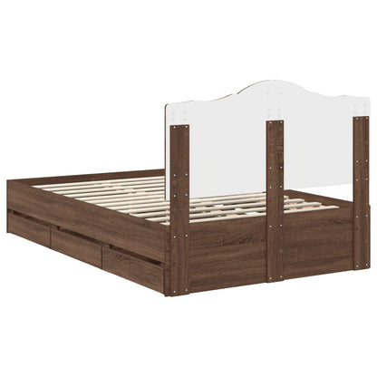Struttura del letto con cassetto Rovere Marrone 135 x 190 cm | homemem39