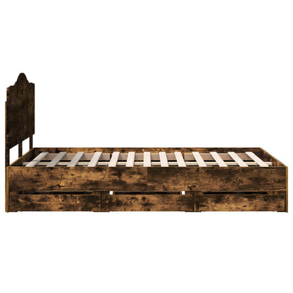 Struttura del letto con cassetto Rovere fumé 120 x 200 cm