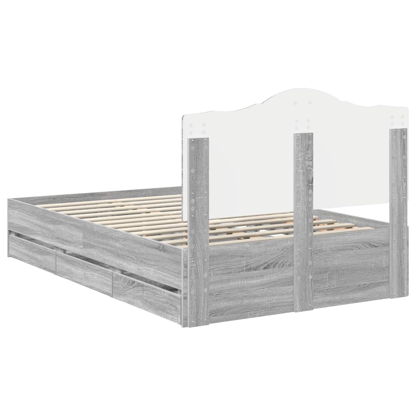 Struttura del letto con cassetto Sonoma grigia 120 x 190 cm | homemem39