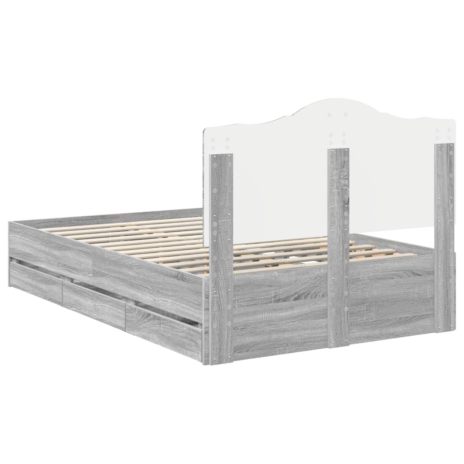 Struttura del letto con cassetto Sonoma grigia 120 x 190 cm | homemem39