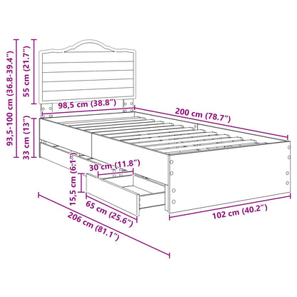Struttura del letto Nero 100 x 200 cm Legno Ingegnerizzato