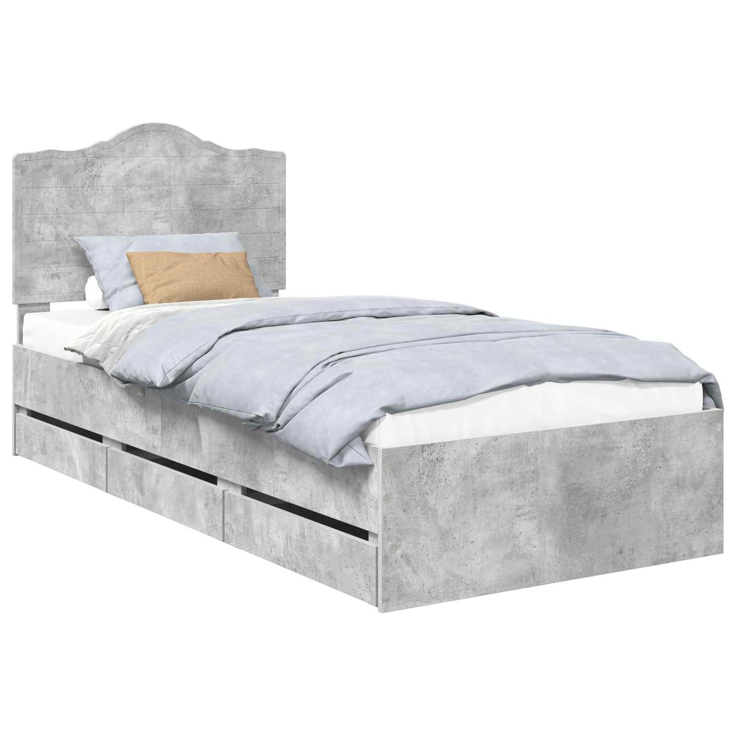 Struttura del letto con cassetto Grigio cemento 100 x 200 cm