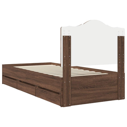 Struttura del letto con cassetto Rovere Marrone 98.5 x 200 cm